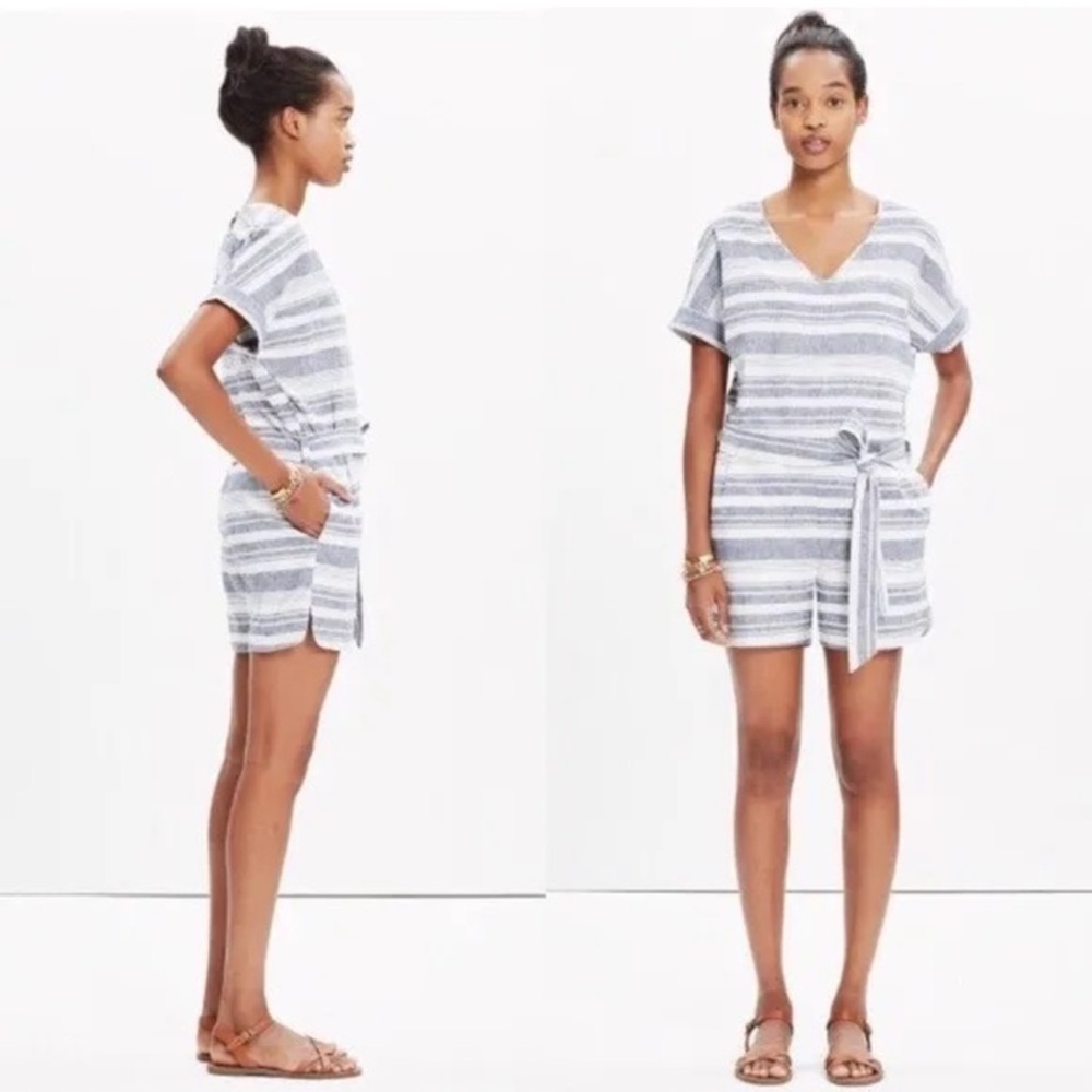 Madewell Perimeter Striped Linen Romper